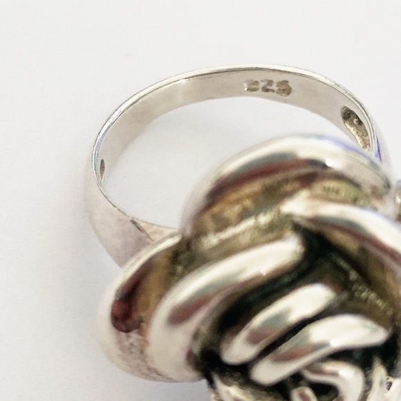 Sterling silver large rose design statement ring size 7 - Picture 2 of 9